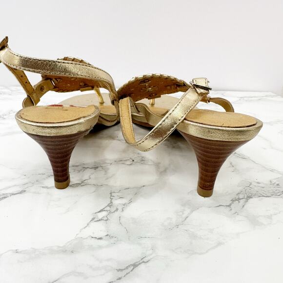 Jack Rogers Georgica Gold Kitten Heel Sandals Size 6.5 - Picture 2 of 7